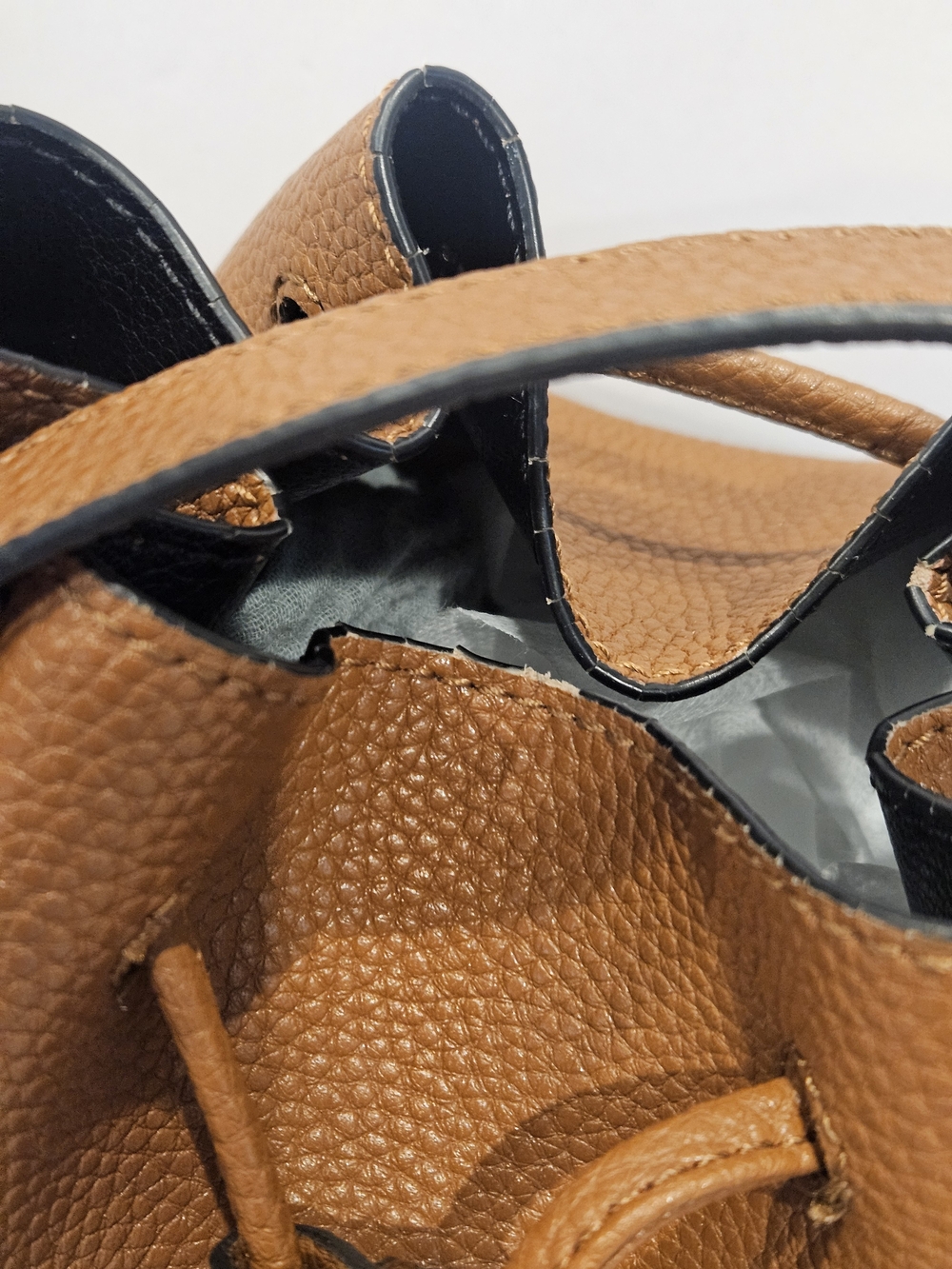 DKNY Brown Pebbled Leather Drawstring Crossbody Bag Bucket Bag - Picture 6 of 15